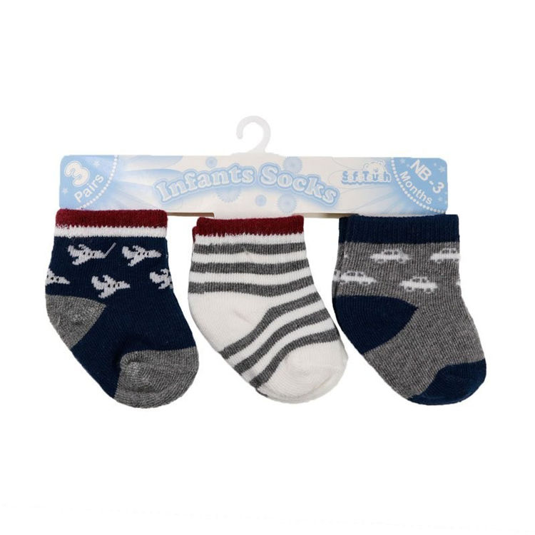 Picture of S165 SOFT TOUCH INFANTS 3 PACK TURNOVER SOCKS NB-12 MONTHS